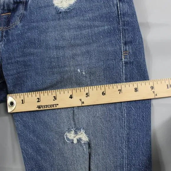 Frame Shorts Womens 24 Le Vintage Bermuda Heartbreaker Frayed Hem High Rise Blue - Picture 12 of 15